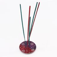 Speksteen Schijf Wierookhouder 8cm - Bloemmotief (5 stokjeshouder)