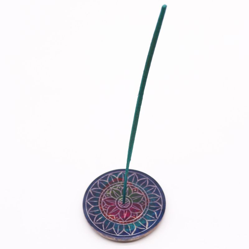 Speksteen Schijf Wierookhouder 8cm - Lotus in Lotus