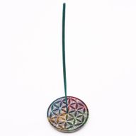 Speksteen Schijf Wierookhouder 8cm - Bloem des Levens