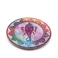 Speksteen Schijf Wierookhouder 10cm - Ganesha