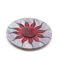 Speksteen Schijf Wierookhouder 10cm - Zonnebloem (5 stokjeshouder)