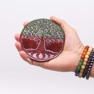 Speksteen Schijf Wierookhouder 10cm - Levensboom