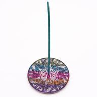 Speksteen Schijf Wierookhouder 12cm - 6 Gelukkige Olifanten