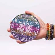 Speksteen Schijf Wierookhouder 12cm - 6 Gelukkige Olifanten