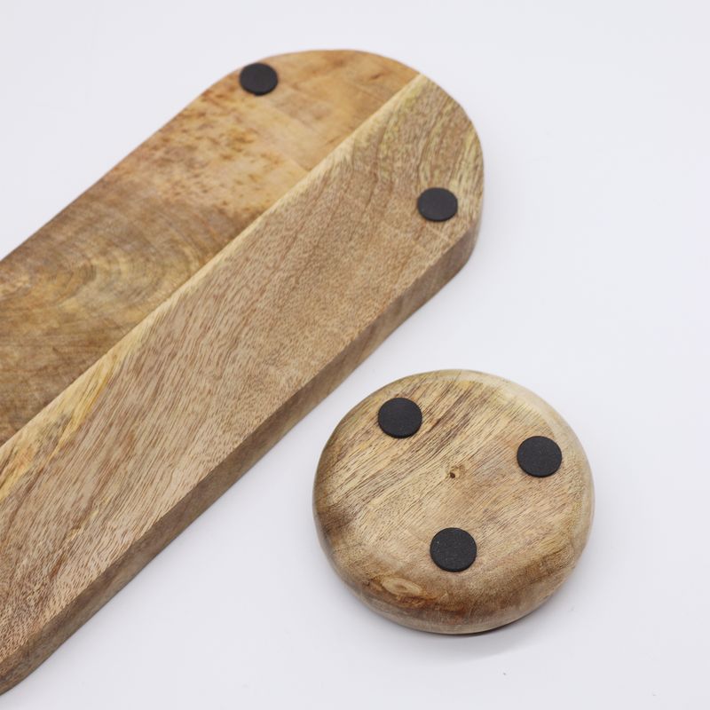 Mango Houten Dienblad met 3 Kommetjes - Mediterraan Tegelpatroon