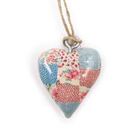 Kleine Decor Houten Harten - Blauw & Rood Ruitjespatroon