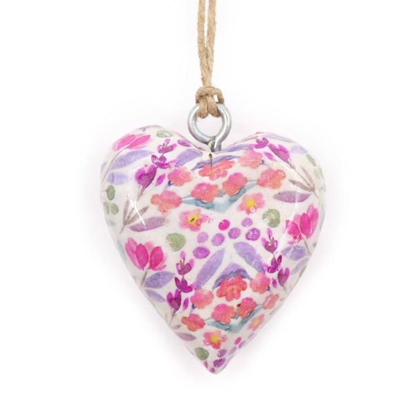 Grote Decor Houten Harten - Mooi Bloemenpatroon