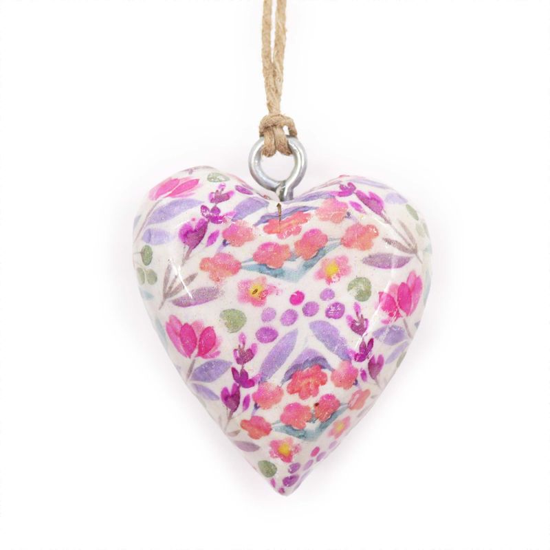 Grote Decor Houten Harten - Mooi Bloemenpatroon