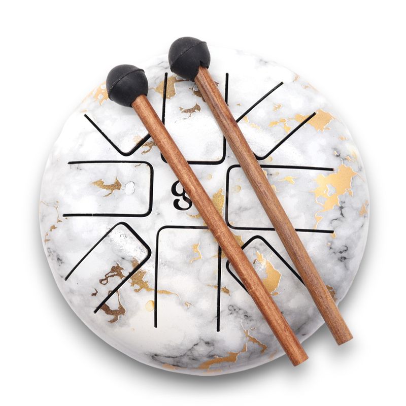 Stalen Tong Geluksdrumss Marmer OM - 18cm