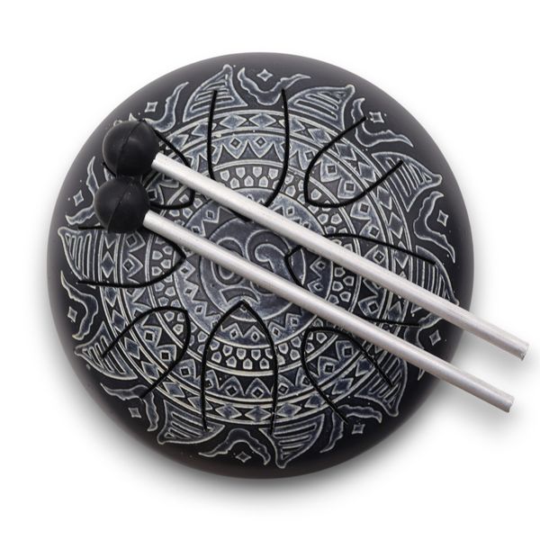 Stalen Tong Geluksdrumss Om Mandala Gegraveerd - 16cm