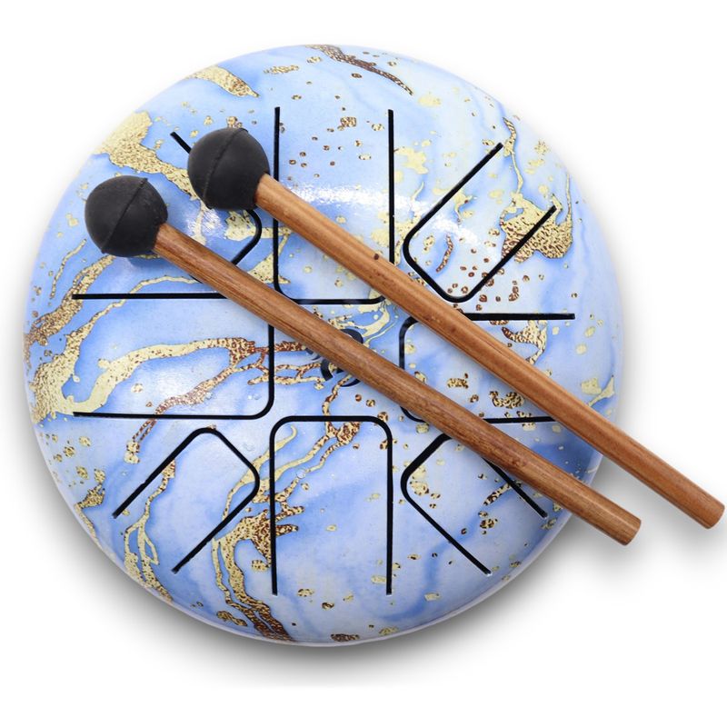 Medium Stalen Tong Geluksdrumss Blauwe Lucht - 17x13cm