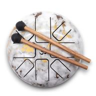 Medium Stalen Tong Geluksdrumss  Marmer - 17x13cm