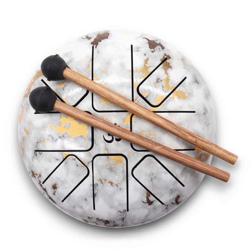 Medium Stalen Tong Geluksdrumss  Marmer - 17x13cm