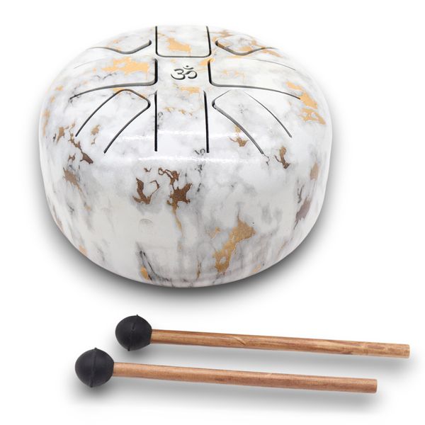 Medium Stalen Tong Geluksdrumss  Marmer - 17x13cm