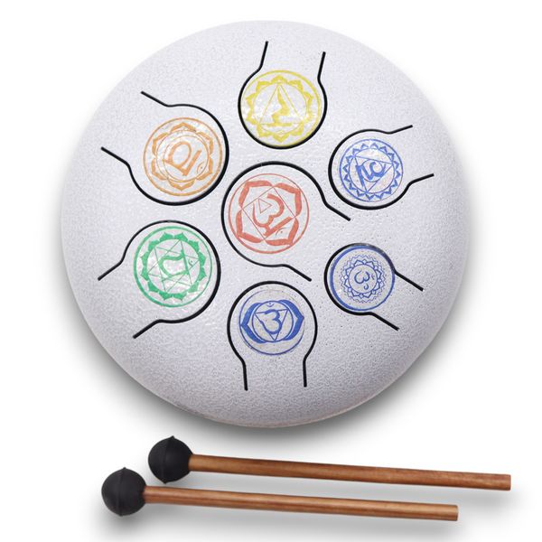 Medium Stalen Tong Geluksdrumss  7 Chakra - 17x13cm