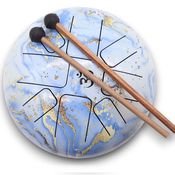 Medium Stalen Tong Geluksdrumss  Blauwe Lucht - 22x18cm