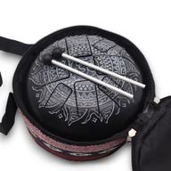 Medium Stalen Tong Geluksdrumss  Om Mandala Gegraveerd - 22x15cm