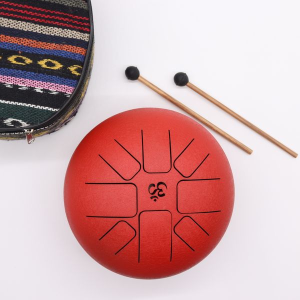 Medium Stalen Tong Geluksdrumss  Om Rood - 22x16cm