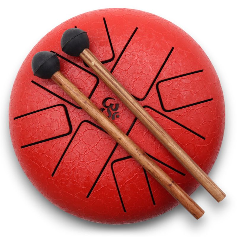 Medium Stalen Tong Geluksdrumss Om Rood - 22x16cm
