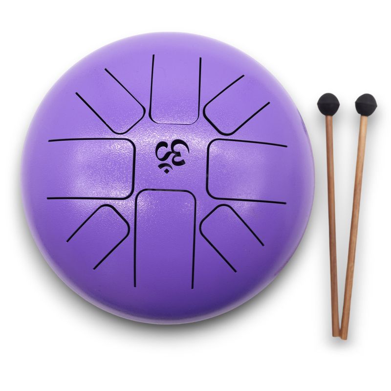 Medium Stalen Tong Geluksdrumss  Om Violet - 22x16cm