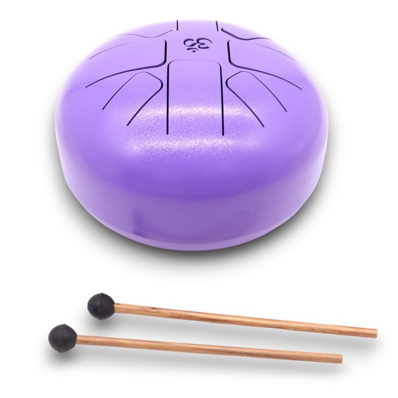 Medium Stalen Tong Geluksdrumss  Om Violet - 22x16cm