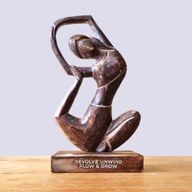Houten Yoga Dame - Antiek - Gedraaide Houding