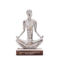 Houten Yoga Dame - Whitewash - Gemakkelijke Houding