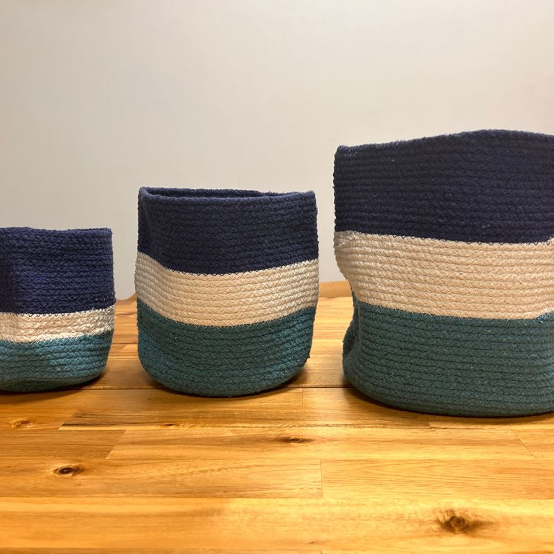 Set van 3 Evil Eye Jute Touw Mandjes - 15cm / 20cm / 25cm