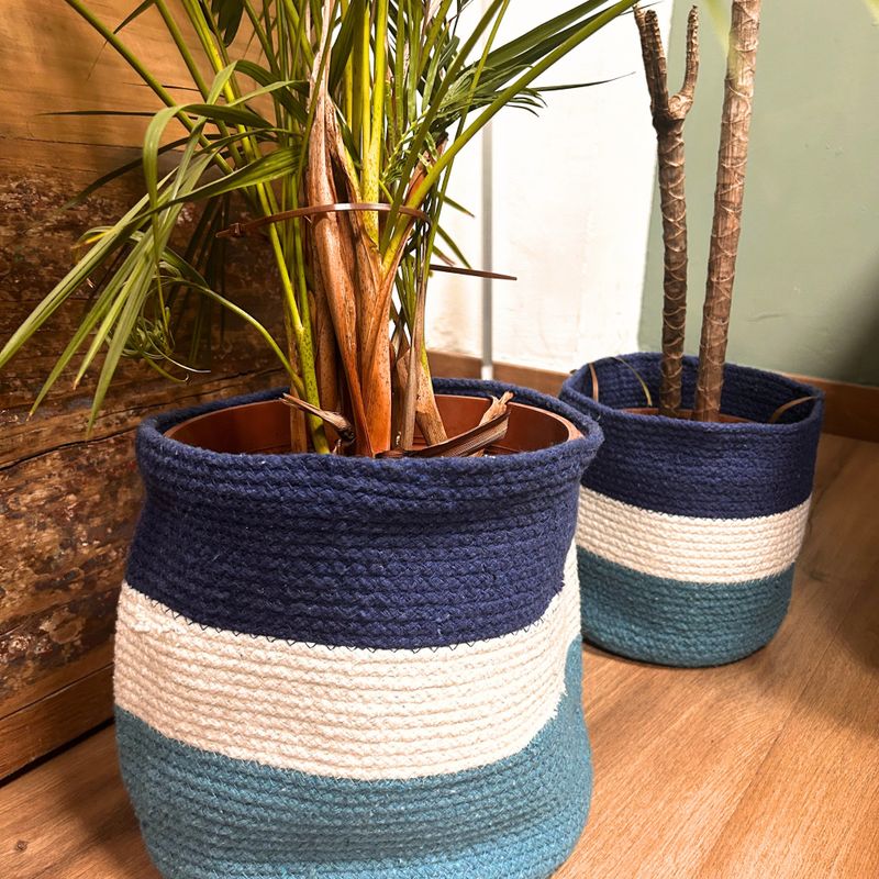 Set van 3 Evil Eye Jute Touw Mandjes - 15cm / 20cm / 25cm
