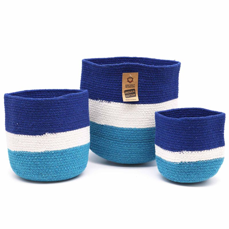 Set van 3 Evil Eye Jute Touw Mandjes - 15cm / 20cm / 25cm