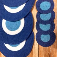 Set van Evil Eye Jute Touw Onderzetters & Matten (4 van elk)