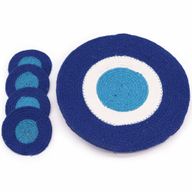 Set van Evil Eye Jute Touw Onderzetters & Matten (4 van elk)