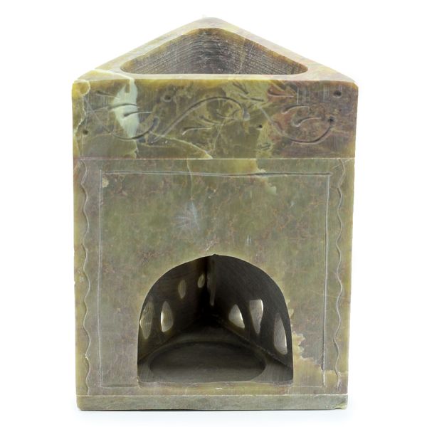 Driehoekige Speksteen Olielamp 11x9cm - Olifant