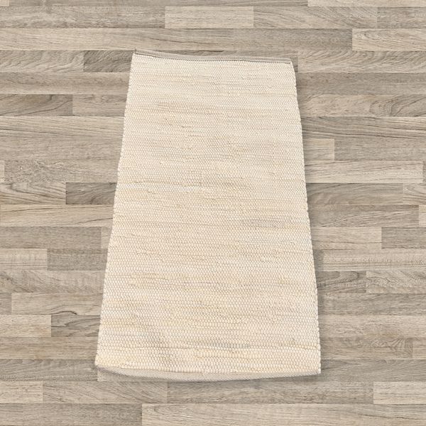 Kleine Indiase Handgeweven Katoenen Tapijt - 50x90cm - Crème