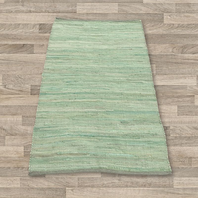 Kleine Indiase Handgeweven Katoenen Tapijt - 50x90cm - Aqua