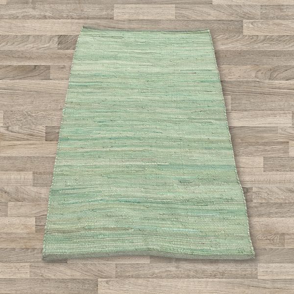 Kleine Indiase Handgeweven Katoenen Tapijt - 50x90cm - Aqua
