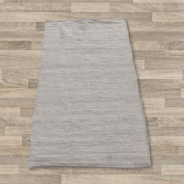 Kleine Indiase Handgeweven Katoenen Tapijt - 50x90cm - Grijs