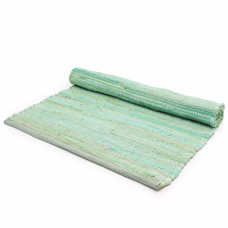 Grote Indiase Handgeweven Katoenen Tapijt - 130x170cm - Aqua