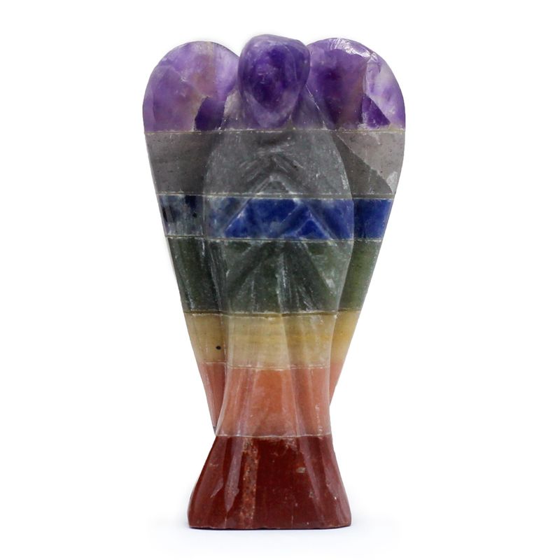Handgesneden Edelsteen Engel - Zeven Chakra Gebonden (ca. 5 cm)