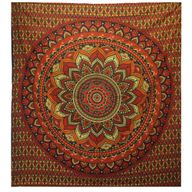 Dubbele Katoenen Sprei + Wandkleed - Klassieke Mandala - Groen