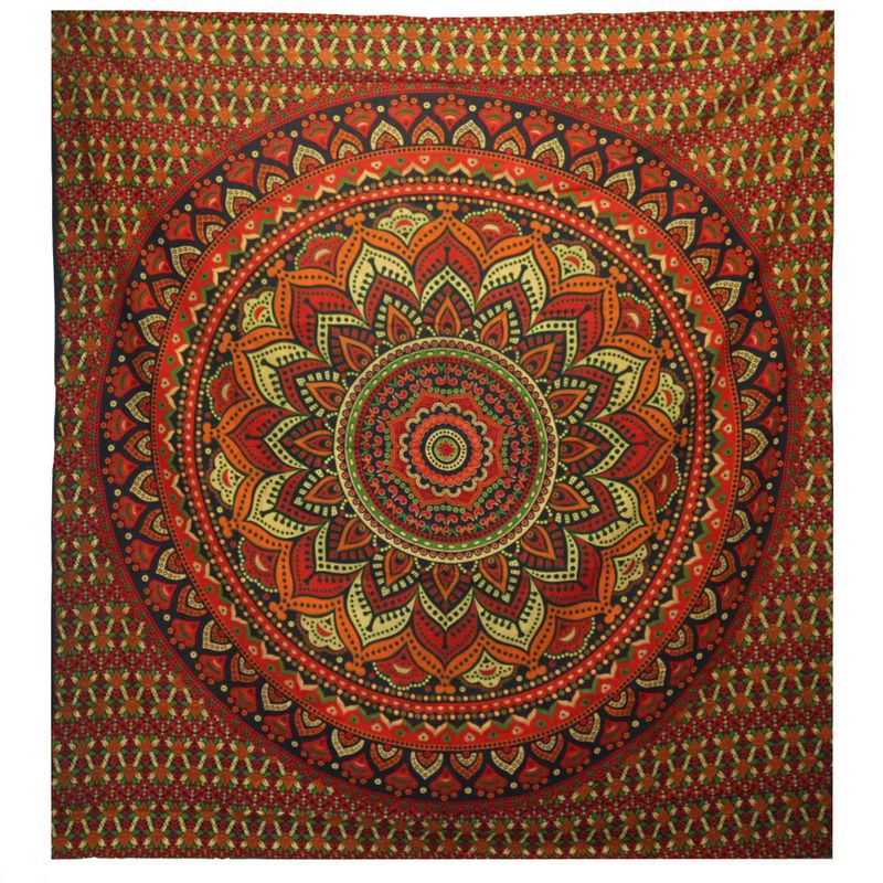 Dubbele Katoenen Sprei + Wandkleed - Klassieke Mandala - Groen