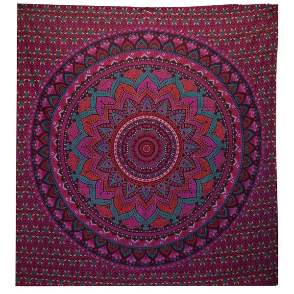 Dubbele Katoenen Sprei + Wandkleed - Klassieke Mandala - Paars