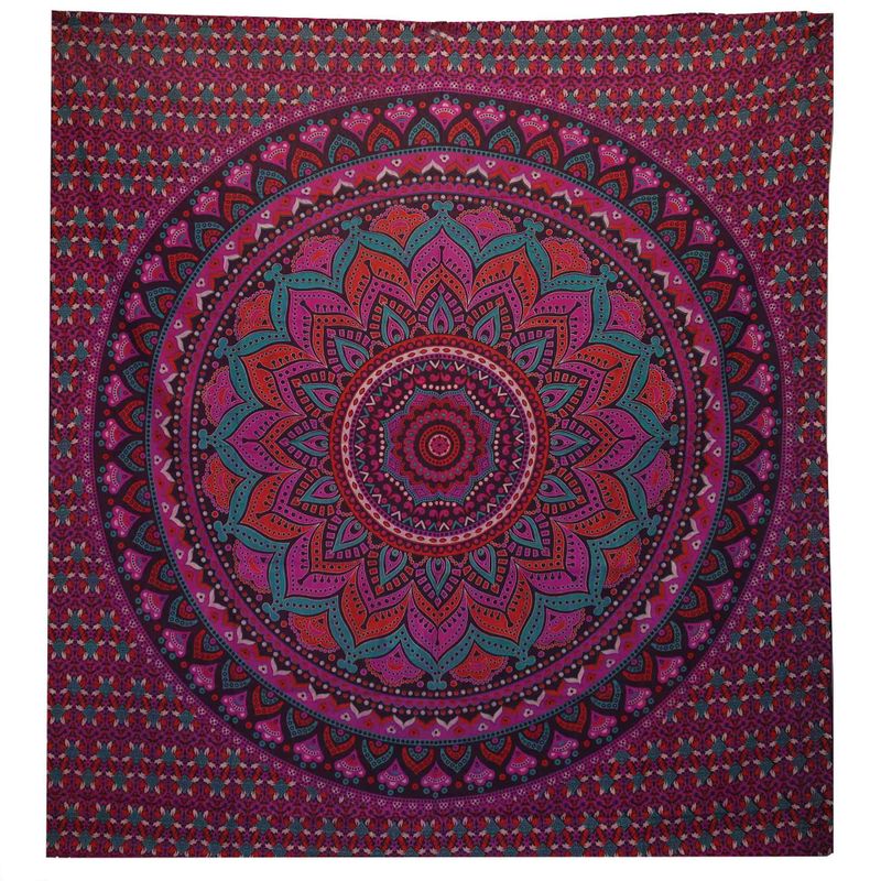 Dubbele Katoenen Sprei + Wandkleed - Klassieke Mandala - Paars