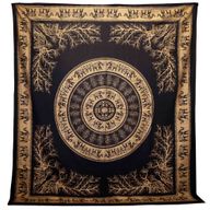 Dubbele Katoenen Sprei + Wandkleed - Olifanten Jungle - Zwart Goud
