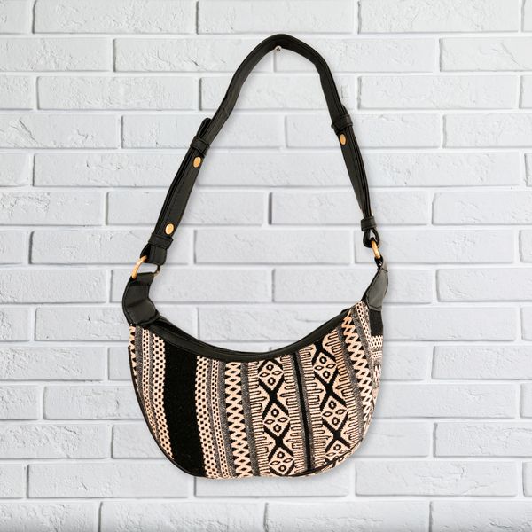 Jacquard Hobo Tas - Grijze Metro (zwarte riem)