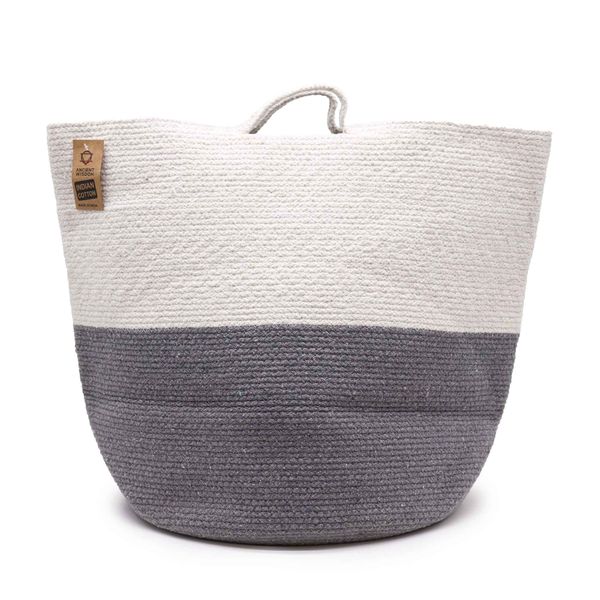 Katoenen Touw Wasmand / Opbergmand Groot 45x40cm - Grijs