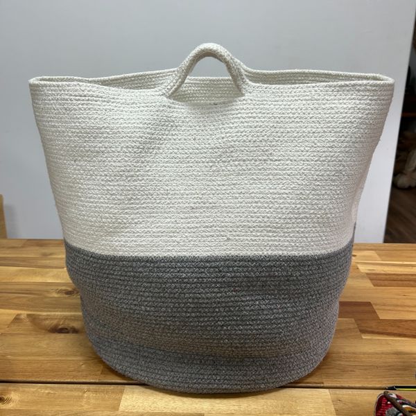Katoenen Touw Wasmand / Opbergmand Groot 45x40cm - Grijs