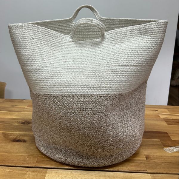 Katoenen Touw Wasmand / Opbergmand Groot 45x40cm - Beige