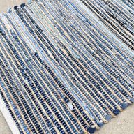 Kleine Jute en Gerecycled Katoen Tapijt - 50x90cm - Blauw