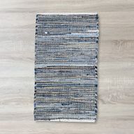 Kleine Jute en Gerecycled Katoen Tapijt - 50x90cm - Blauw